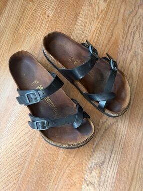 Birkenstock Mayari Women's Black Leather Strap Sandals Comfort Summer Size 36